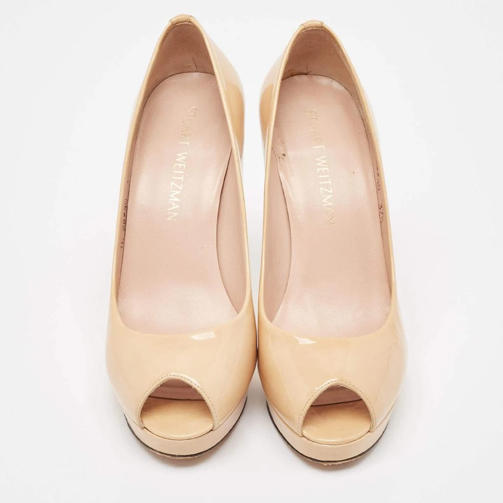 Stuart Weitzman Stuart Weitzman Beige Patent Peep Toe Pumps Size 37.5 3