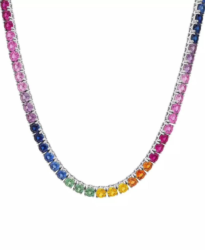 Macy's Lab-Grown Multi-Sapphire 24" Statement Necklace (48-1/3 ct. t.w.) in Sterling Silver 1