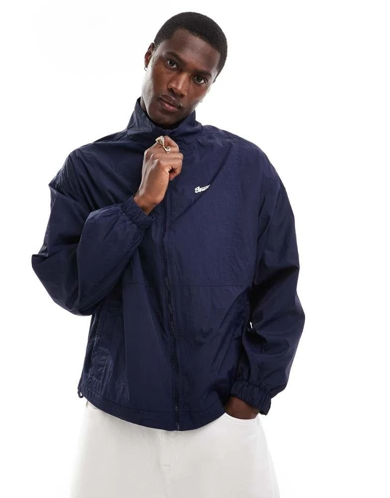 Pull&Bear Pull&Bear windbreaker track jacket in navy 2