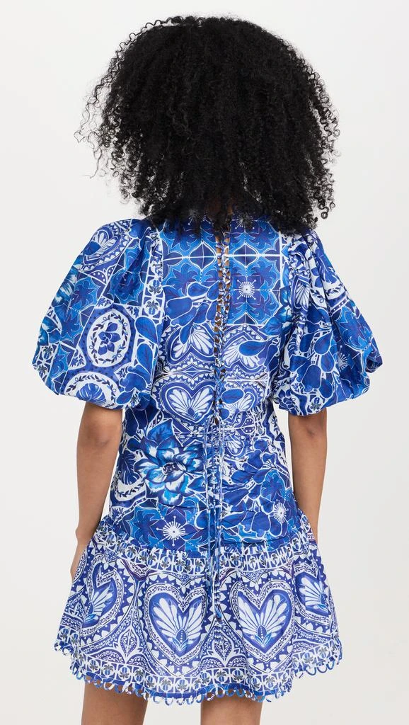 Farm Rio Tile Dream Multicolor V Neckline Short Sleeve Mini Dress 2