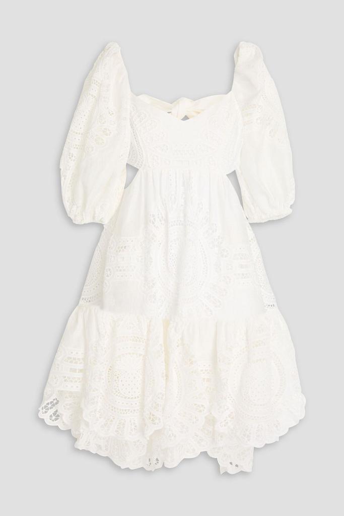 Zimmermann Cutout broderie anglaise linen mini dress