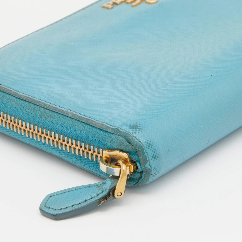 Prada Prada Blue Saffiano Lux Leather Zip Around Wallet 8