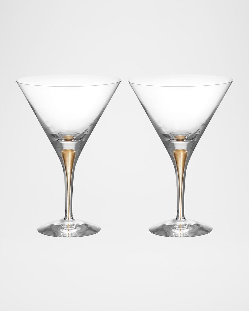 Orrefors Intermezzo Gold Martini Glasses, Set of 2