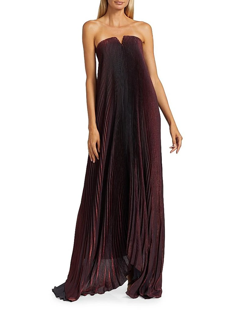 knee length dresses for ladies Hattie Gown - Beaded Bodice Metallic Satin Dress