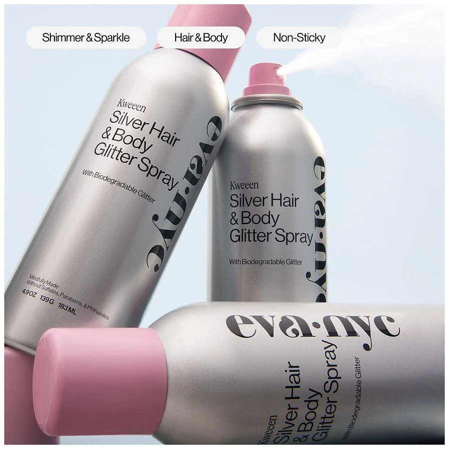 Eva NYC Kweeen Silver Hair & Body Glitter Spray 3