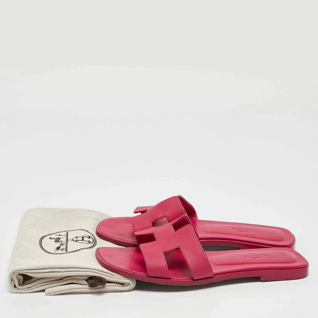Hermes Hermès Pink Leather Oran Flat Slide Sandals Size 38 9