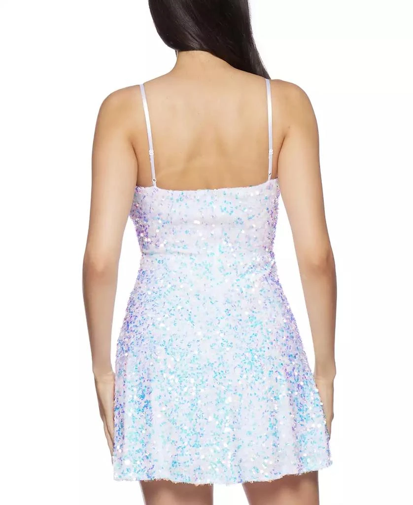 B Darlin Juniors' V-Neck Sphaghetti-Strap A-Line Sequin Dress 2