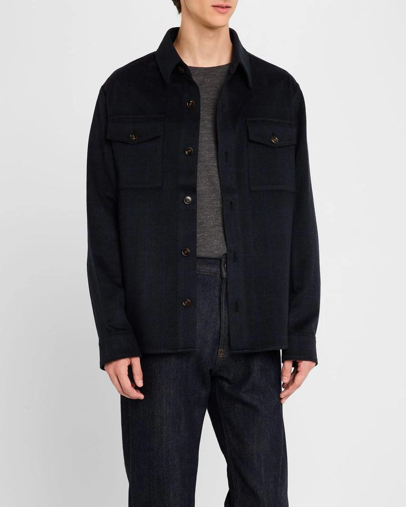 Neiman Marcus Men's Wool and Cashmere Prince Of Wales Overshirt 4