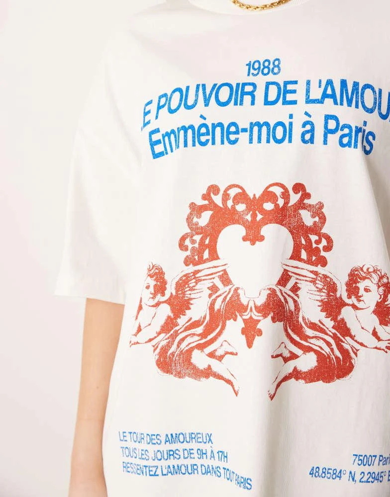 ASOS ASOS DESIGN oversized tee with paris valentines graphic in cream 3