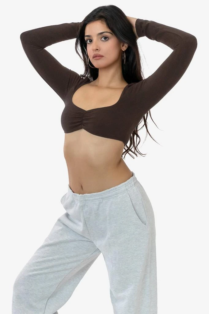 Los Angeles Apparel 8387GD - Garment Dye Ruched Long Sleeve Micro Crop Top 14