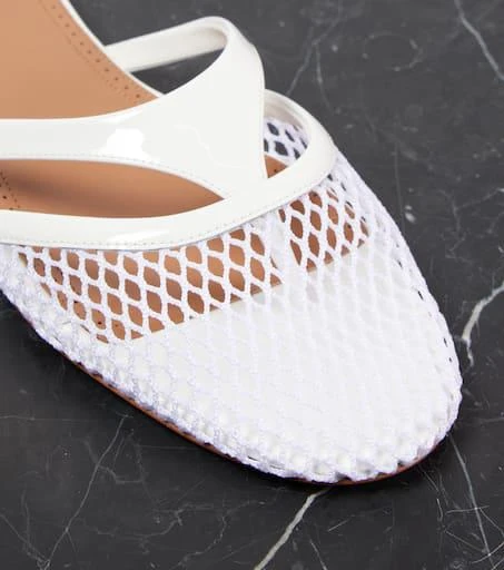 Alaïa Infradito leather and fishnet mules 5