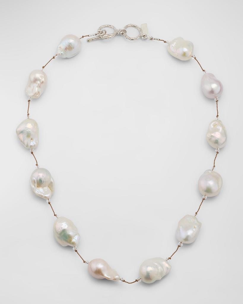 Margo Morrison White Baroque Pearl Necklace with Sterling Silver