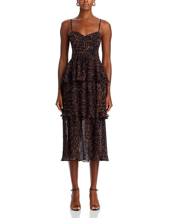 AQUA Leopard Pleated Tier Dress - Exclusive 6