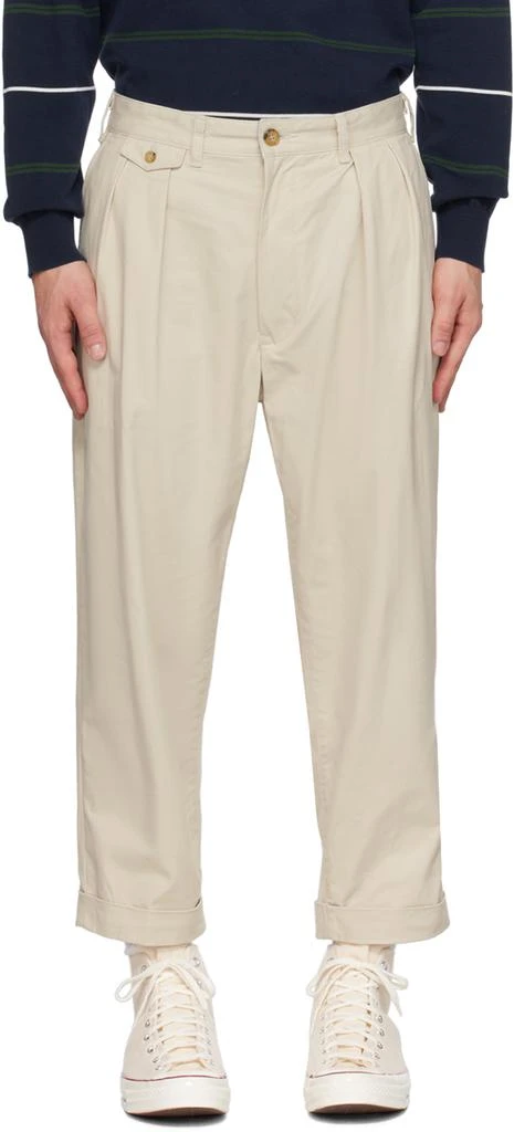 BEAMS PLUS Taupe Pleated Trousers 1