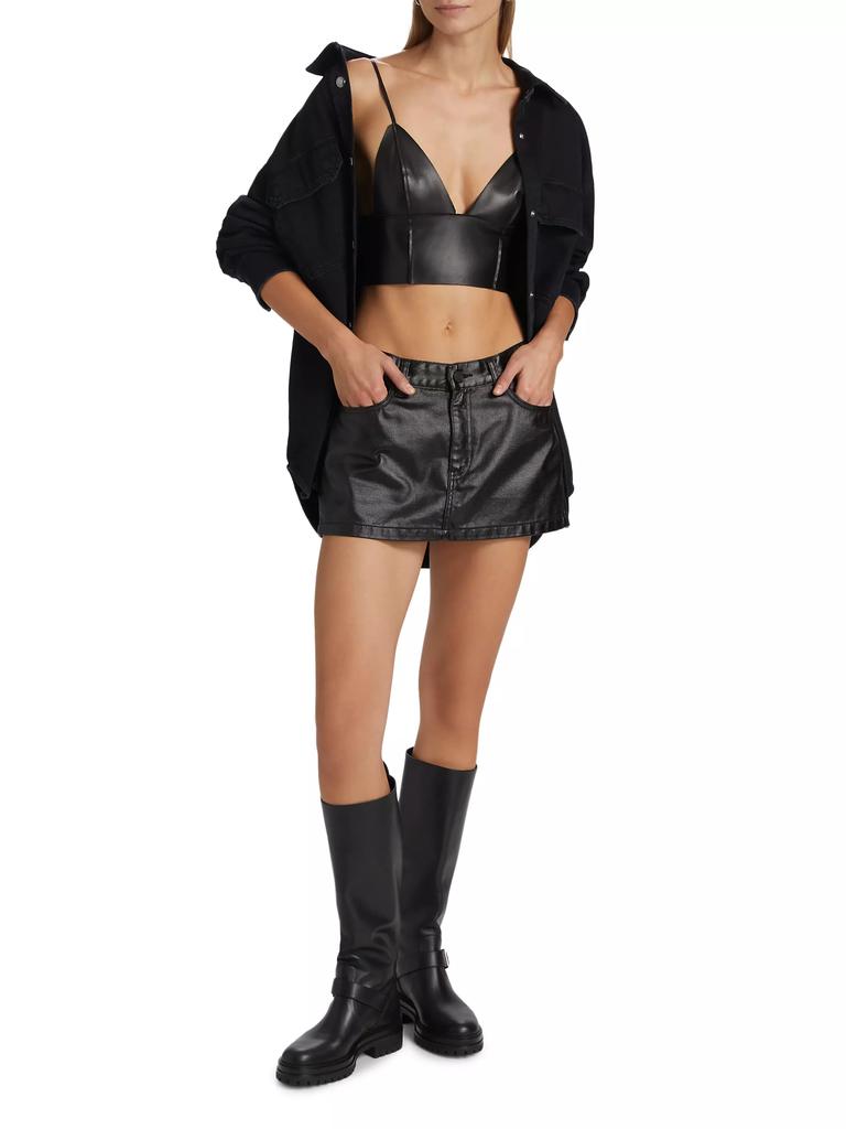 Purple Brand Faux Leather Miniskirt