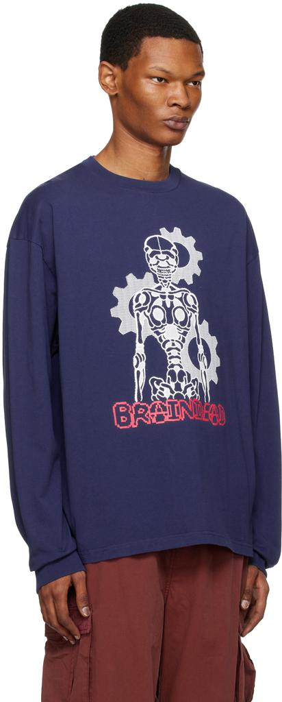 Brain Dead Navy Skeletal Gear Long Sleeve T-Shirt