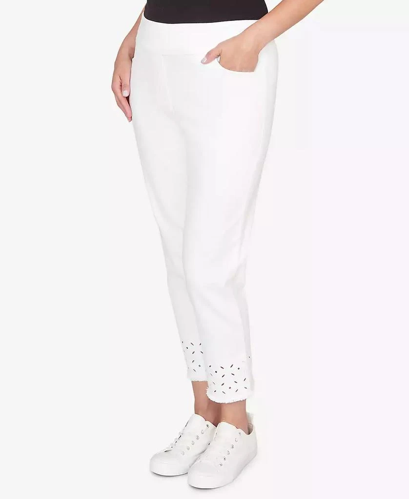 Alfred Dunner Women
s  Mykonos Geometric Embroidered Super Stretch Denim Ankle Pant 2