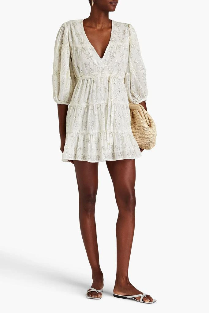 SUNDRESS Colombe sequin-embellished tiered gauze mini dress 2