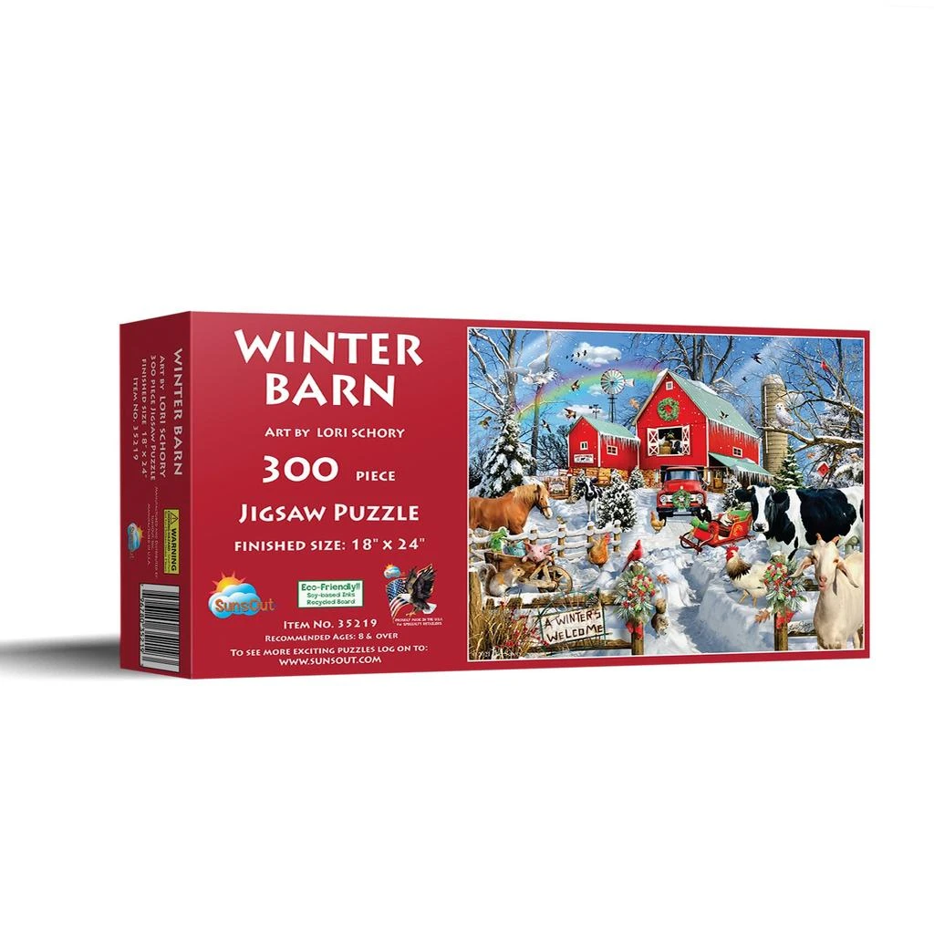 SunsOut Winter Barn 300 piece Jigsaw Puzzle for Adults Christmas