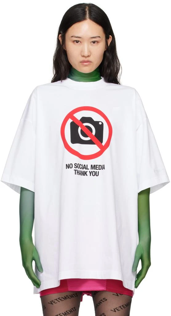 Vetements White 'No Social Media' T-Shirt 1