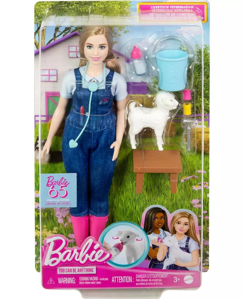 Barbie 65th Anniversary Careers Farm Vet Doll and 10 Accessories Including Lamb with Moving Ears 2