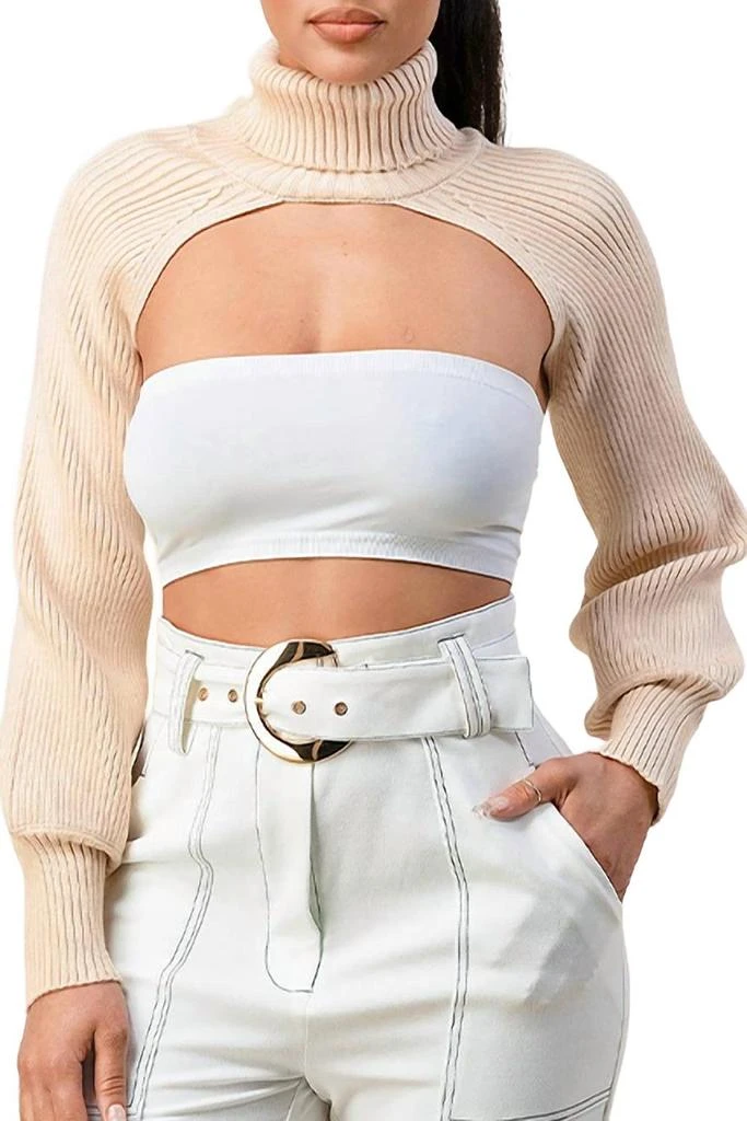 THE SANG Turtleneck Arm Warmer In Beige 1