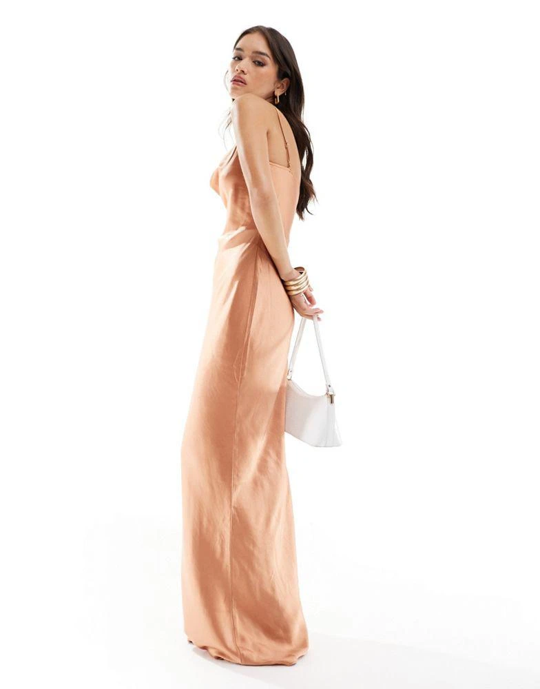 Cinnamon Satin Dress PRETTY LAVISH Keisha Maxi Bridesmaid Dress