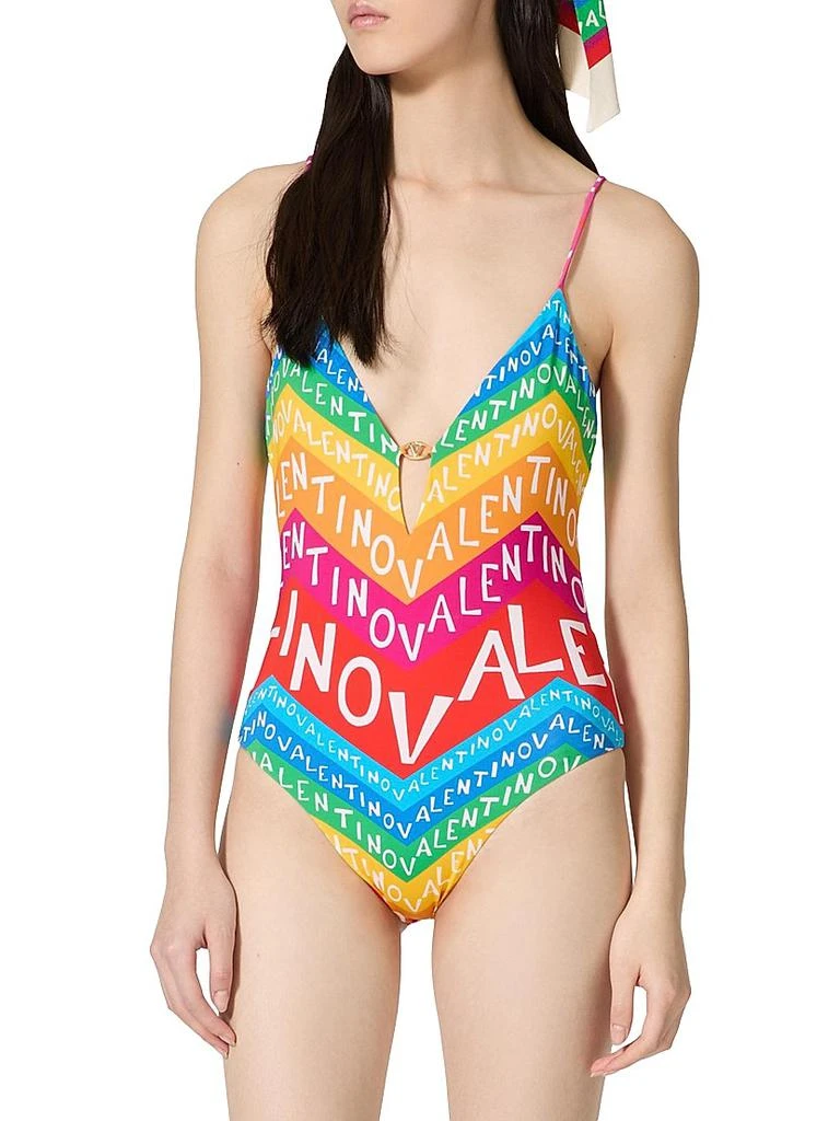 Valentino Chevron Lycra 24 One-Piece Swimsuit 3
