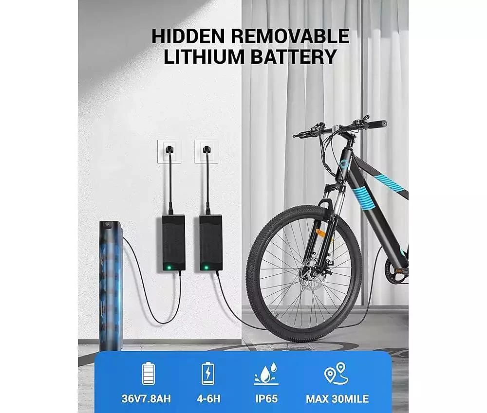 MULTIJOY Electric Bike for Adults,36V Built-in Invisible Removable Battery,350W Brushless Motor(Peak 450W) Electric Mountain Bike,26" Tires, 7-Speed 3