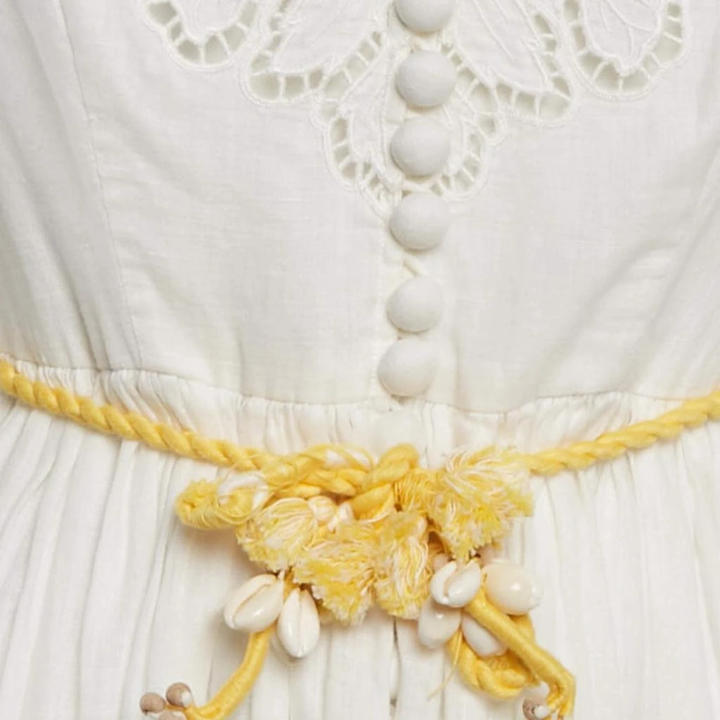 Zimmermann Zimmermann White Broderie Anglaise Linen Carnaby Ruffled Mini Dress M 3