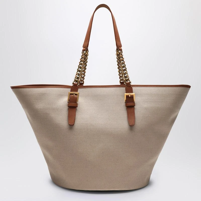 Yves Saint Laurent Desert-coloured shoulder bag in canvas and leather 4