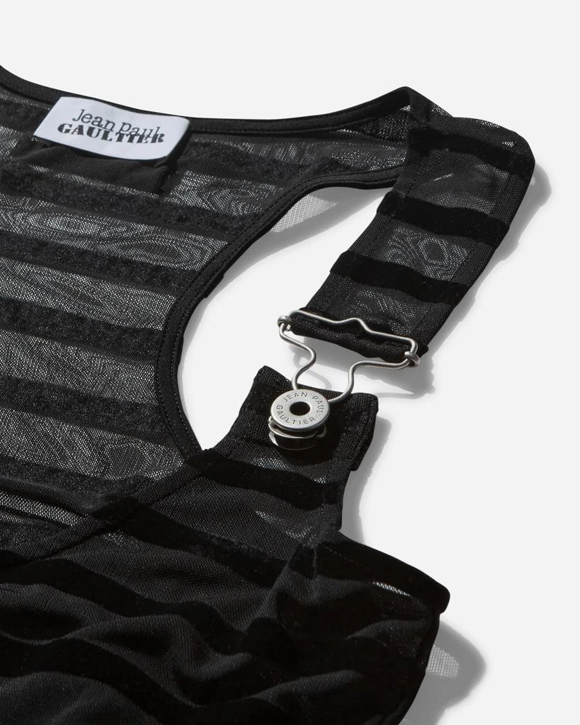 Jean Paul Gaultier Women's Striped Mesh Long Dress Black 3