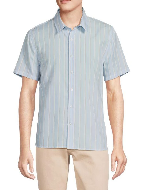 Magaschoni Short Sleeve Striped Button Down Shirt 1