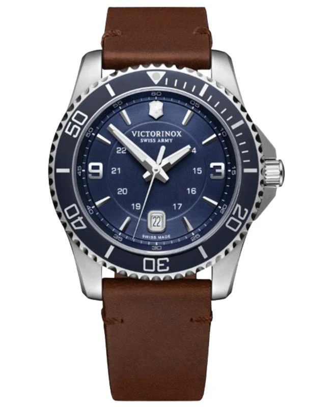 Swiss Army Victorinox Swiss Army Maverick Large Quartz Blue Dial Brown Leather Strap Men's Watch 241863 1
