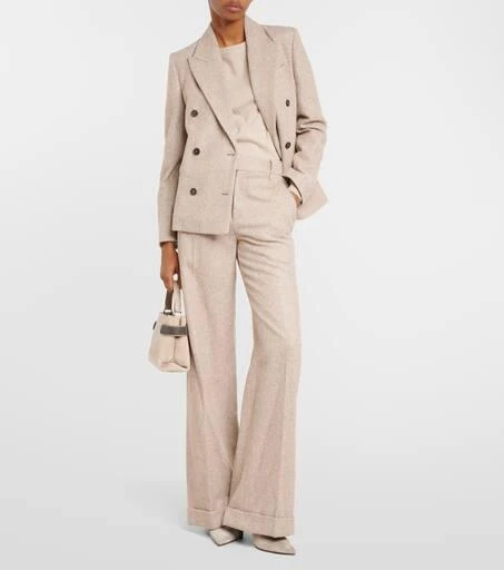 Brunello Cucinelli Chevron wool-blend flared pants 2