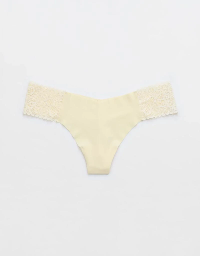 Aerie SMOOTHEZ No Show Coquette Lace Thong Underwear 1