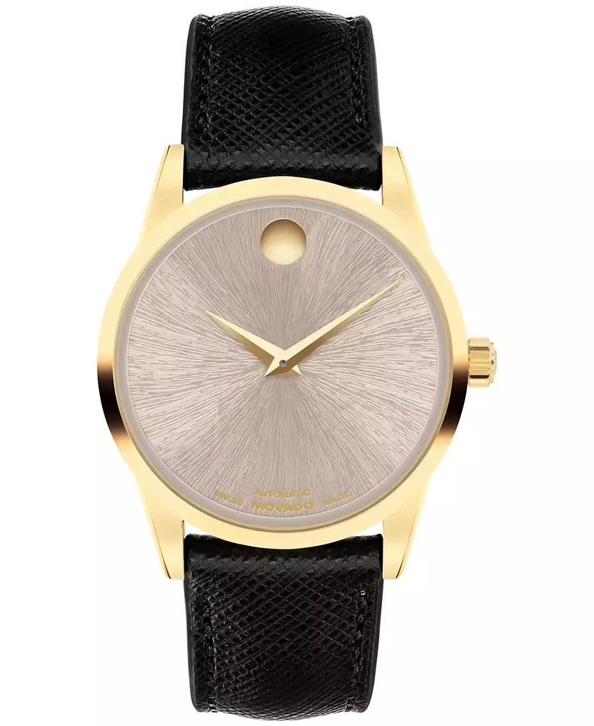 Movado Women's Museum Classic Swiss Automatic Black Leather Watch, 33mm 1