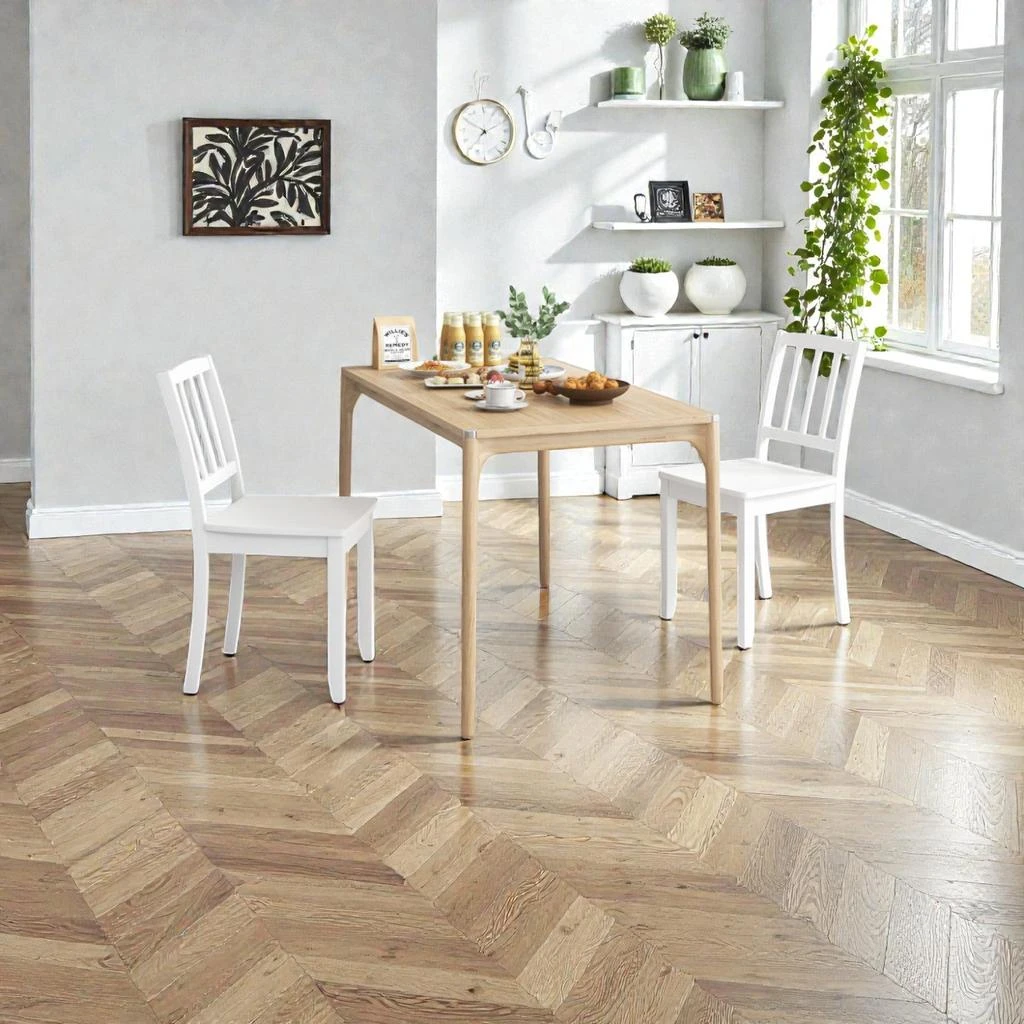 Hivvago Rubberwood-Leg Dining Chairs in a Set of Two with Classic Wood Design