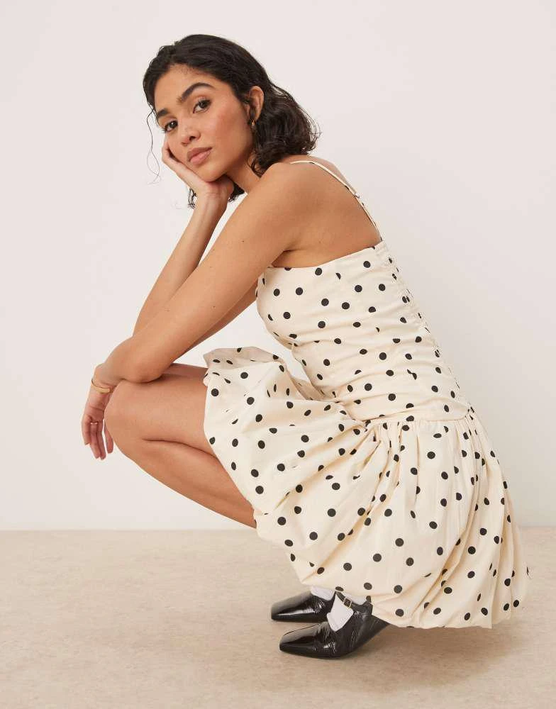 Abercrombie & Fitch Abercrombie & Fitch strapless bubble mini dress in black dot 1