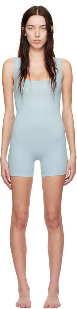 SKIMS Blue Cotton Rib Onesie Romper