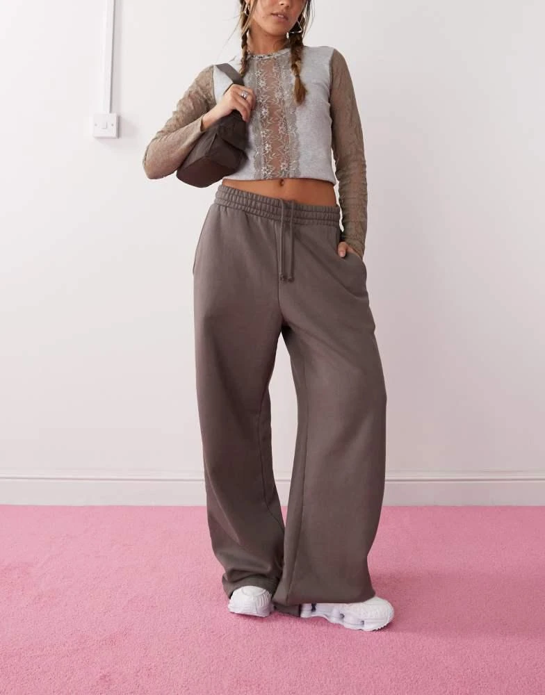 Weekday Weekday wide leg heavyweight jersey joggers in grey 1