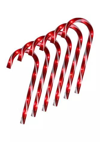 Northlight Set of 6 Pre-Lit Red and White Blinking Candy Cane Outdoor Christmas Pathway Markers 12Inch