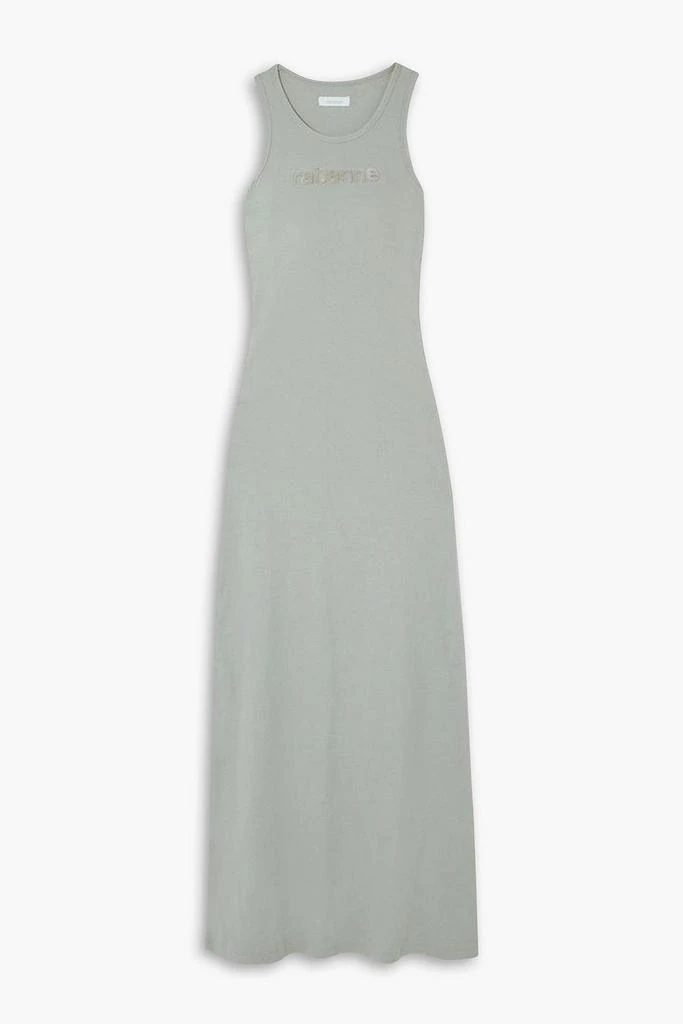 RABANNE Flocked ribbed cotton-blend jersey maxi dress 1
