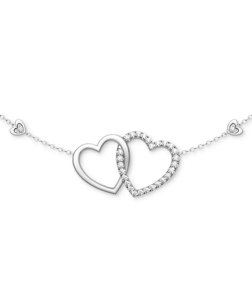 Charles & Colvard Moissanite Linked Hearts Pendant Necklace (3/8 ct. t.w.) in Sterling Silver, 18"