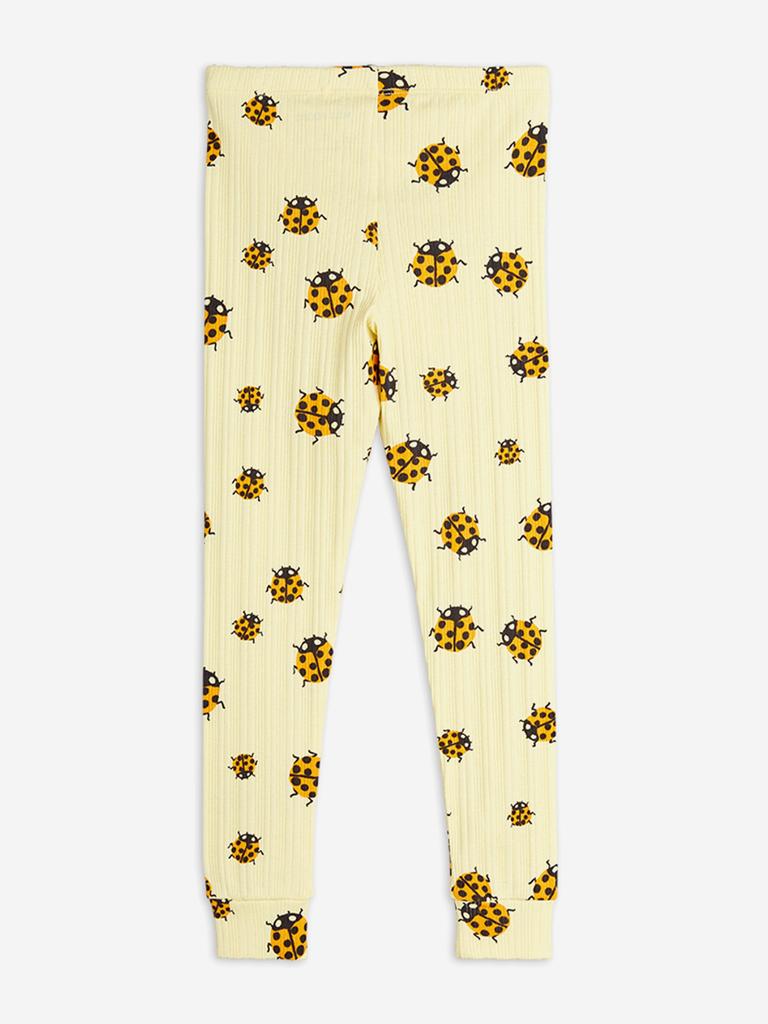 Mini Rodini Girls Ladybugs AOP Leggings in Yellow