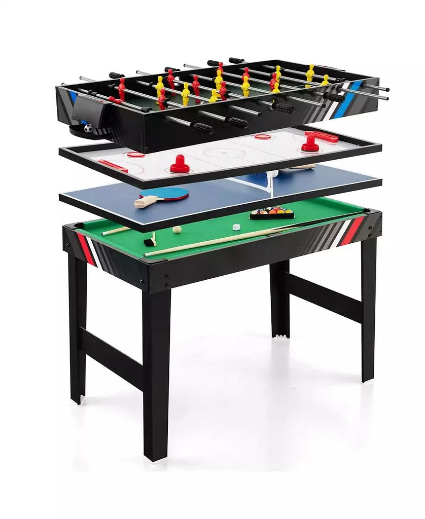 Costway 4-in-1 Combo Game Table 49" Foosball with Pool Billiards Air Hockey Table Tennis 1