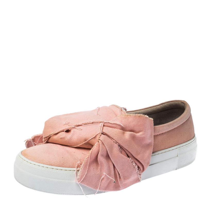 Joshua Sanders Joshua Sanders Light Pink Canvas Bow Slip On Sneakers Size 40