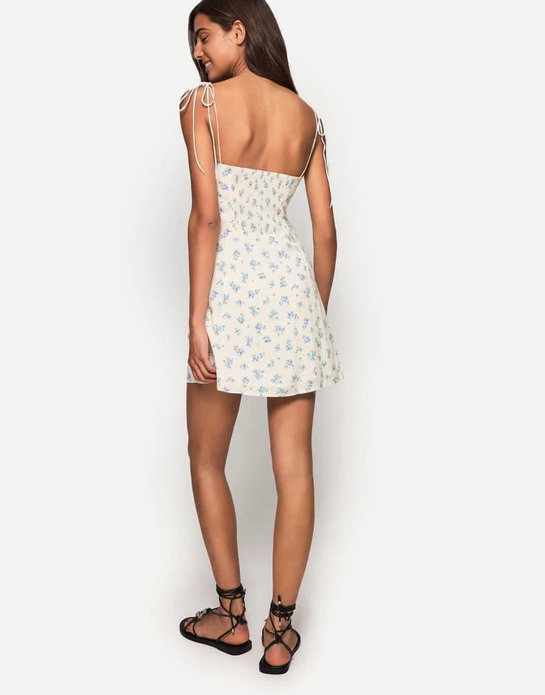 Bershka Bershka printed strappy mini dress in white 2