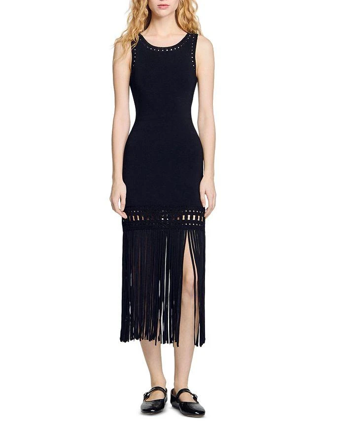 Fringed Knit Dress  On Sale Now with Up to 31% Off | Discover Exclusive  Deals & Savings at BeyondStyle  Authentic Sandro dress|women with  Limited-Time Discounts, Free Shipping, and Price Comparisons