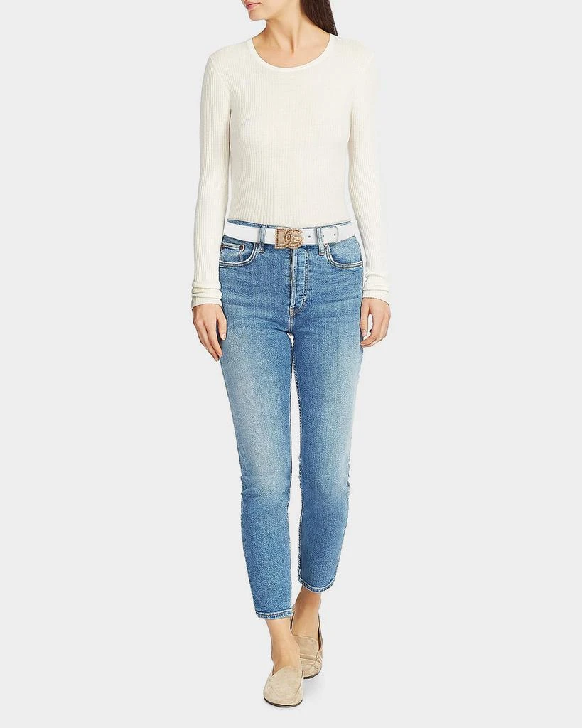 Dolce 
Gabbana Rhinestone DG Logo Calfskin Belt 2